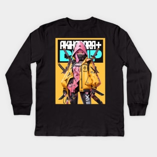 AKIBA DRIP - 🟧🩵🟧「✦ TECH WEAR SAMURAI GIRL X1 ✦ 」 🟧🩵🟧 ANIME MANGA JAPAN AKIHABARA FASHION Kids Long Sleeve T-Shirt